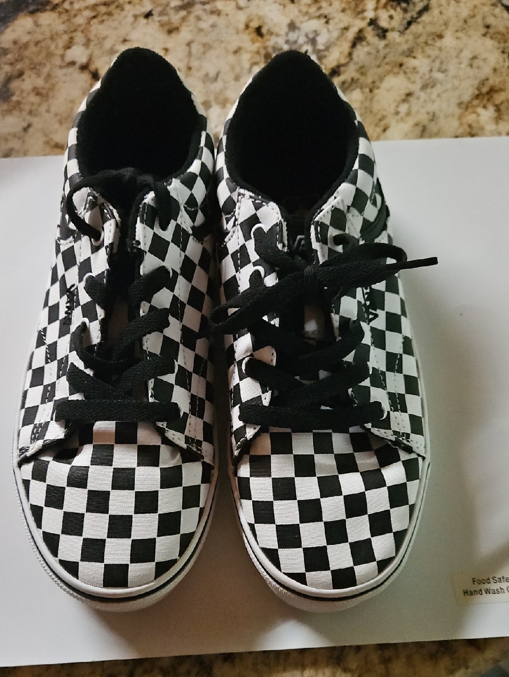 Vans Kids Checkerboard Lace-Up Sneakers - Black & White